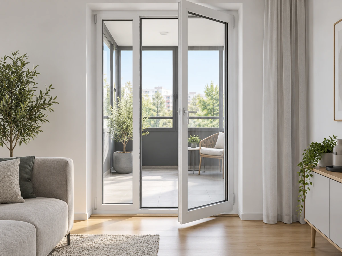 Uși termopan de balcon, intrare și terasă cu prag adaptat și sticlă termoizolantă — imagine ilustrativă